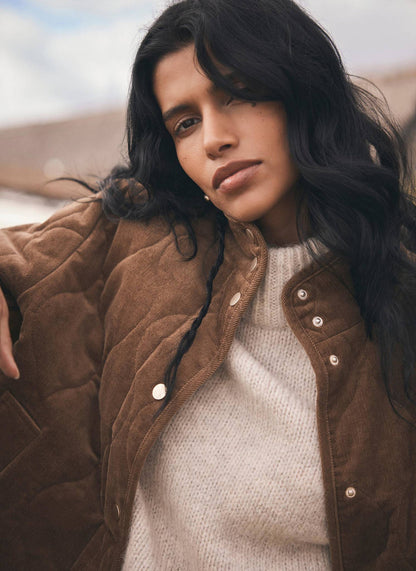 Brown Cord Quilted Jacket