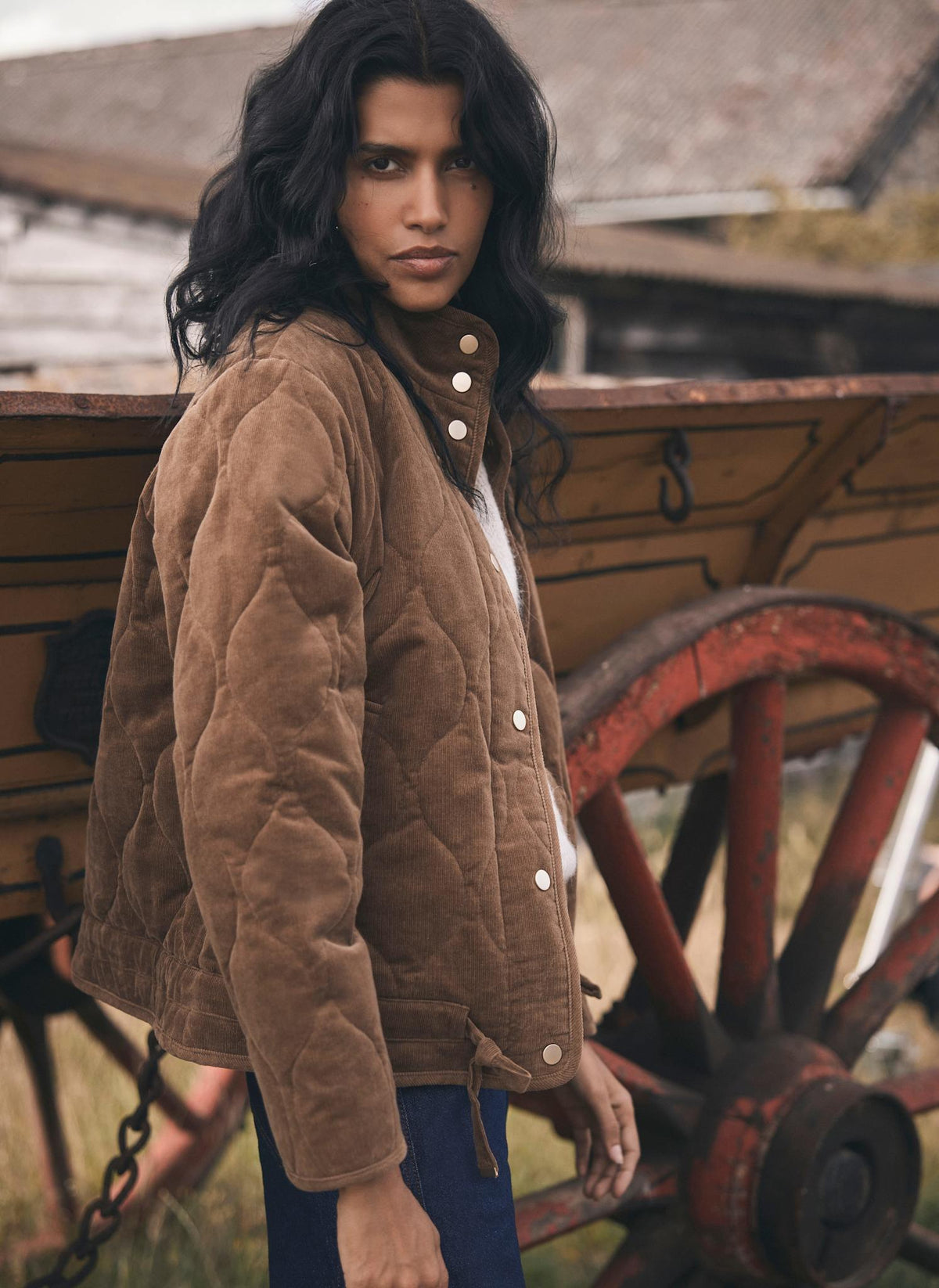 Brown Cord Quilted Jacket