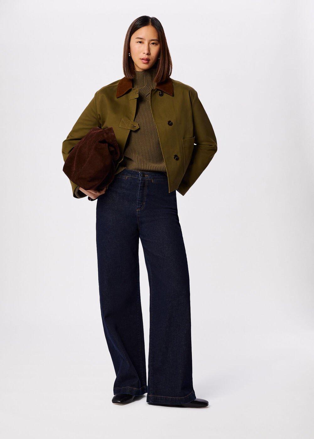 Khaki Corduroy Collar Jacket