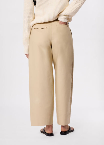 Neutral Cotton Barrel Leg Trousers