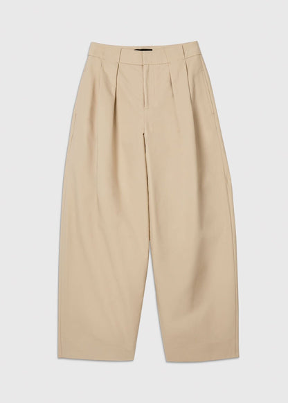 Neutral Cotton Barrel Leg Trousers