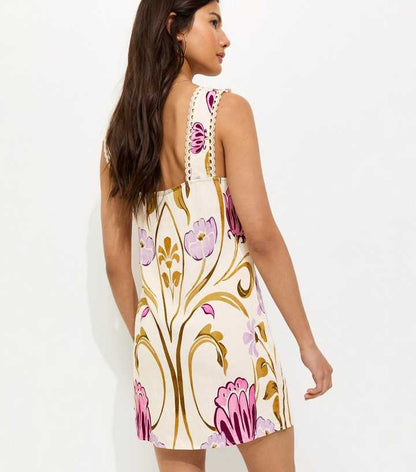 Cream Botanical Cami Mini Dress