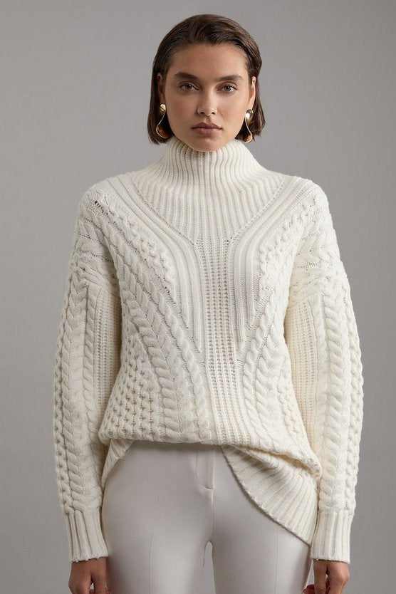 Cable Knit Balloon Sleeve Jumper