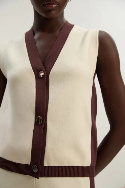 Colour Block Knitted Waistcoat
