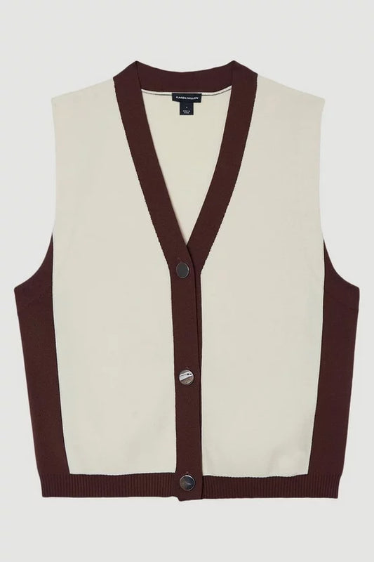 Colour Block Knitted Waistcoat