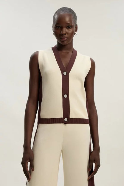 Colour Block Knitted Waistcoat