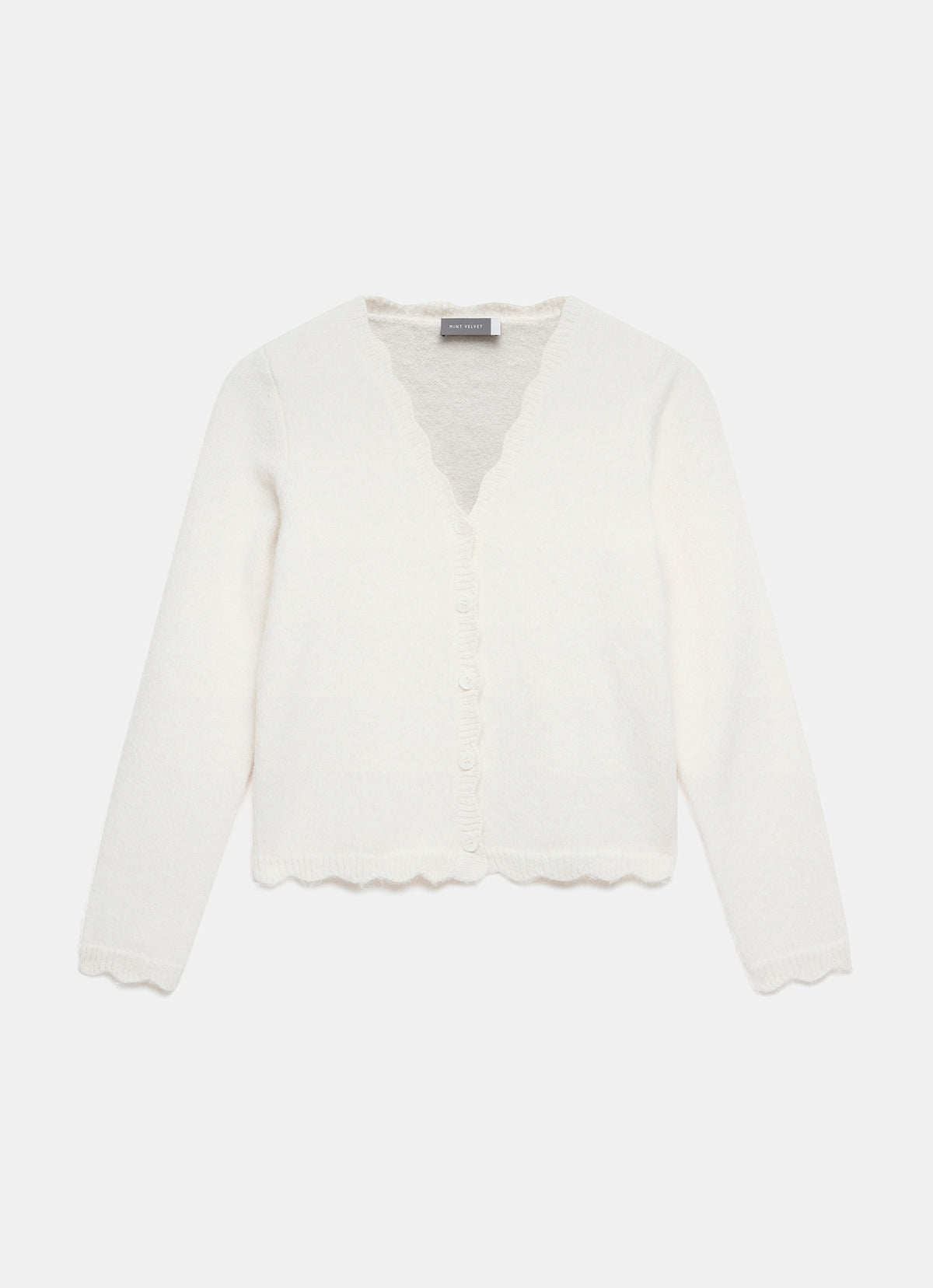 Cream Scallop Trim Cardigan