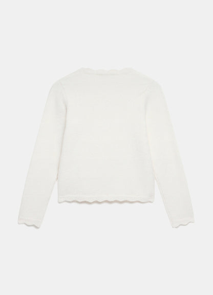 Cream Scallop Trim Cardigan