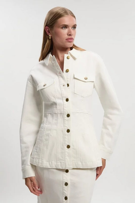 Denim Corset Waist Detail Jacket