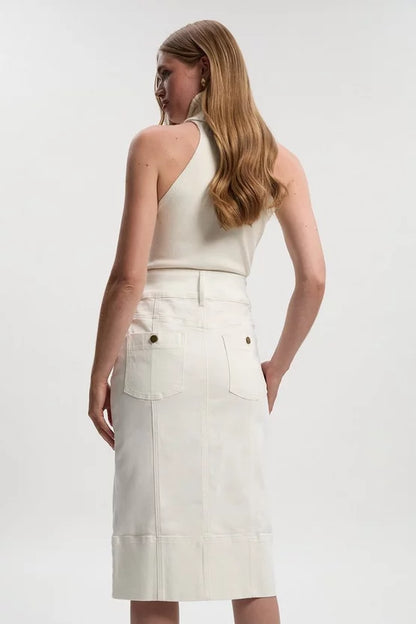 Denim Corset Waist Detail Pencil Skirt