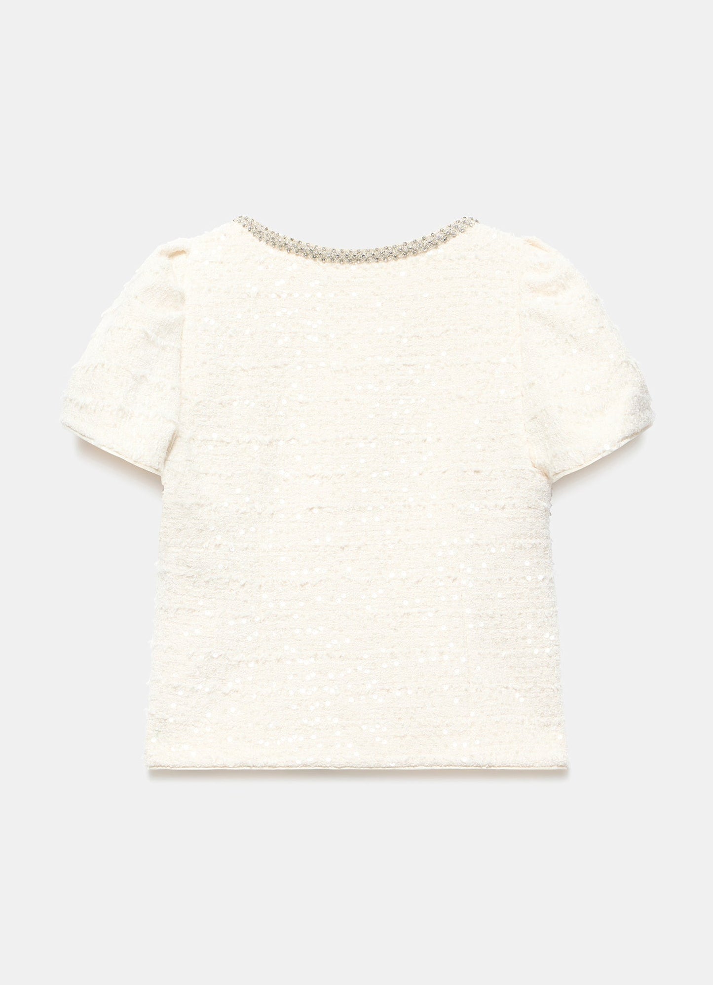 Cream Boucle Sequin Top