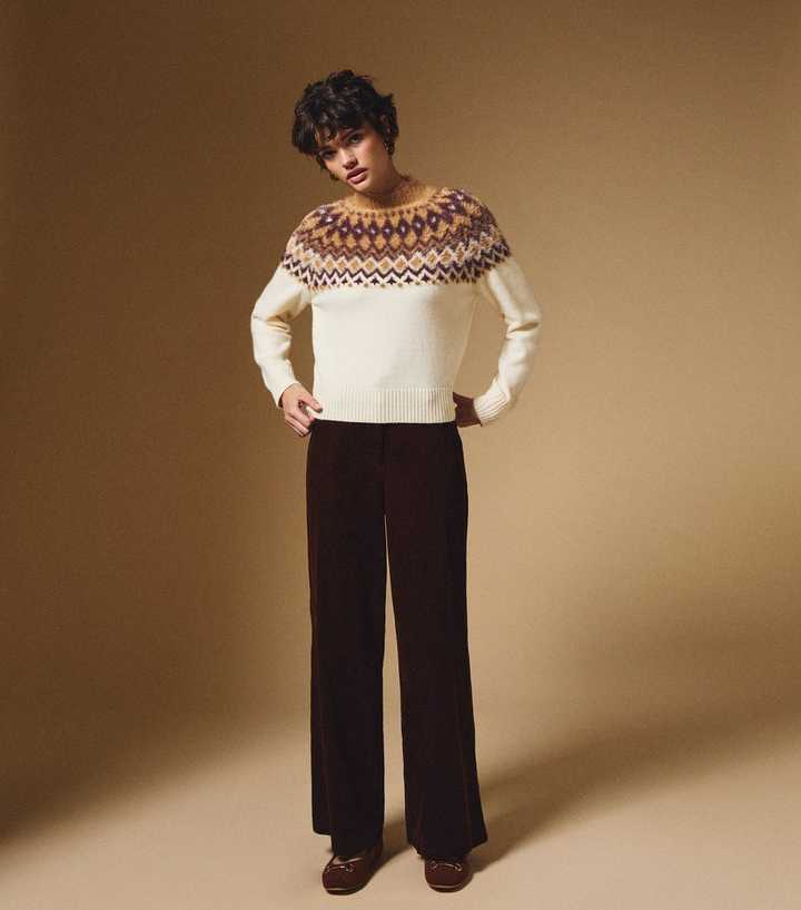 Cream Fluffy Fairisle Pattern Jumper