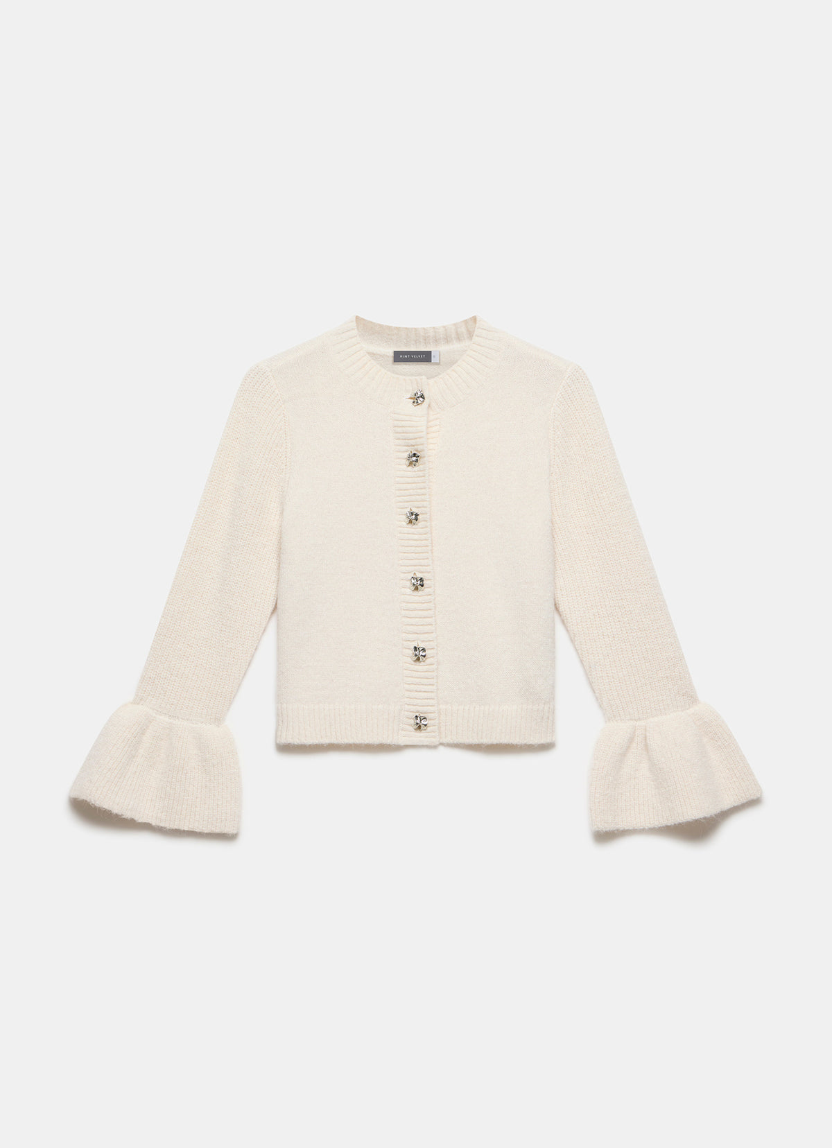 Cream Fluted Sleeve Cardigan