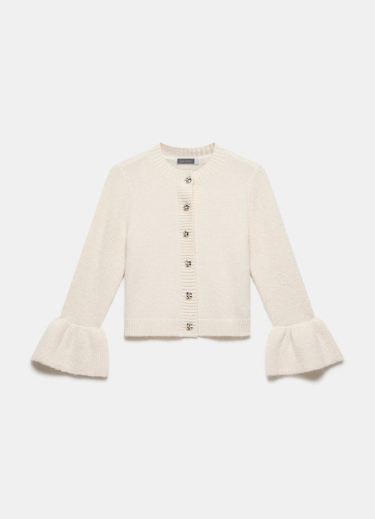 Cream Fluted Sleeve Cardigan