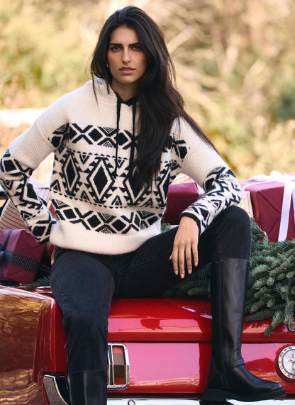 Cream Fair Isle Knit Hood Jumper