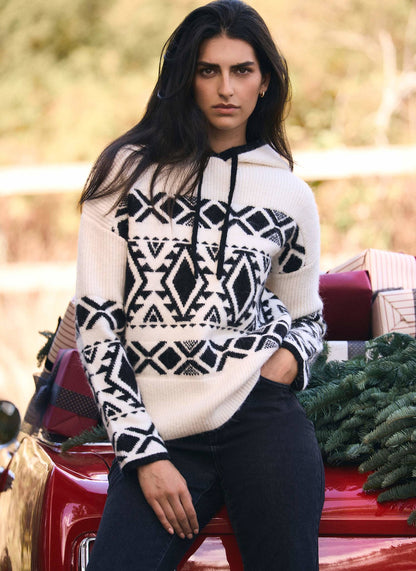Cream Fair Isle Knit Hood Jumper