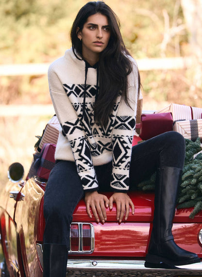 Cream Fair Isle Knit Hood Jumper