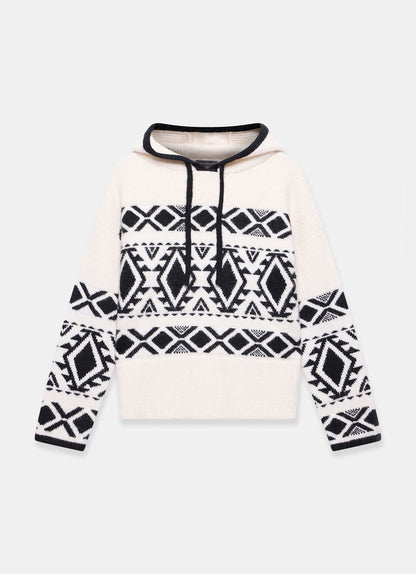 Cream Fair Isle Knit Hood Jumper