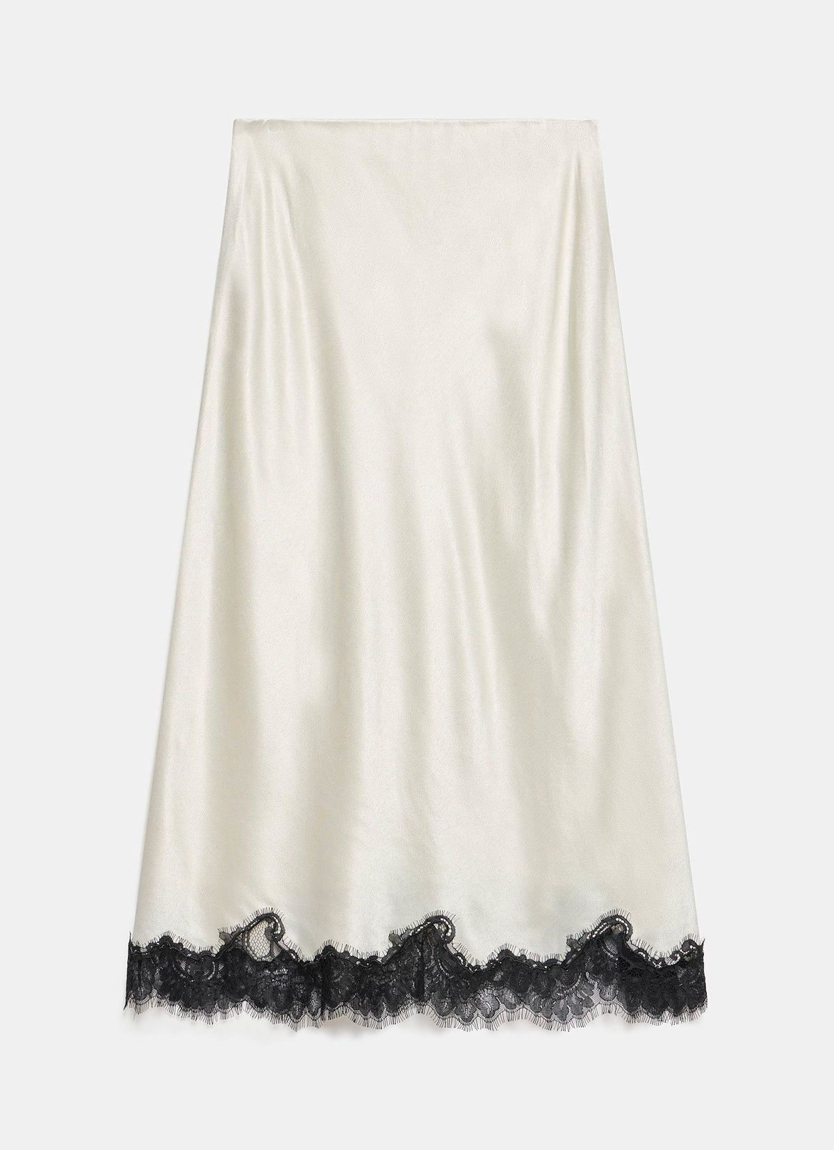 Cream Lace Satin Slip Skirt