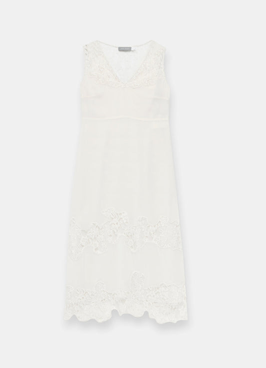 Cream Lace Midi Slip Dress