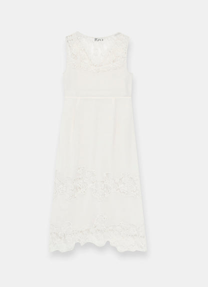 Cream Lace Midi Slip Dress