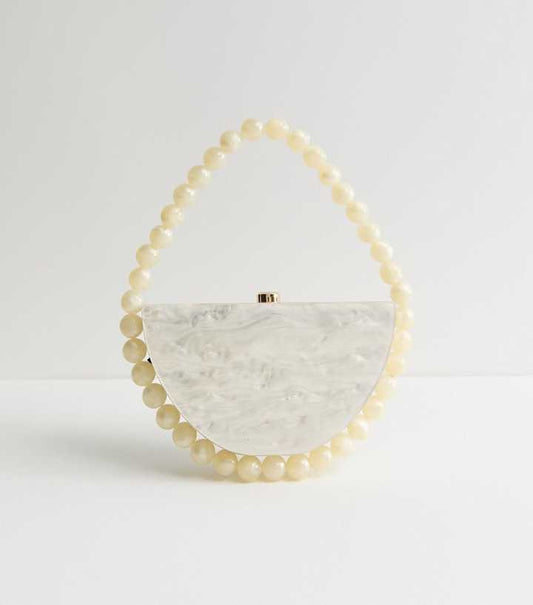 Cream Pearl Effect Box Clutch