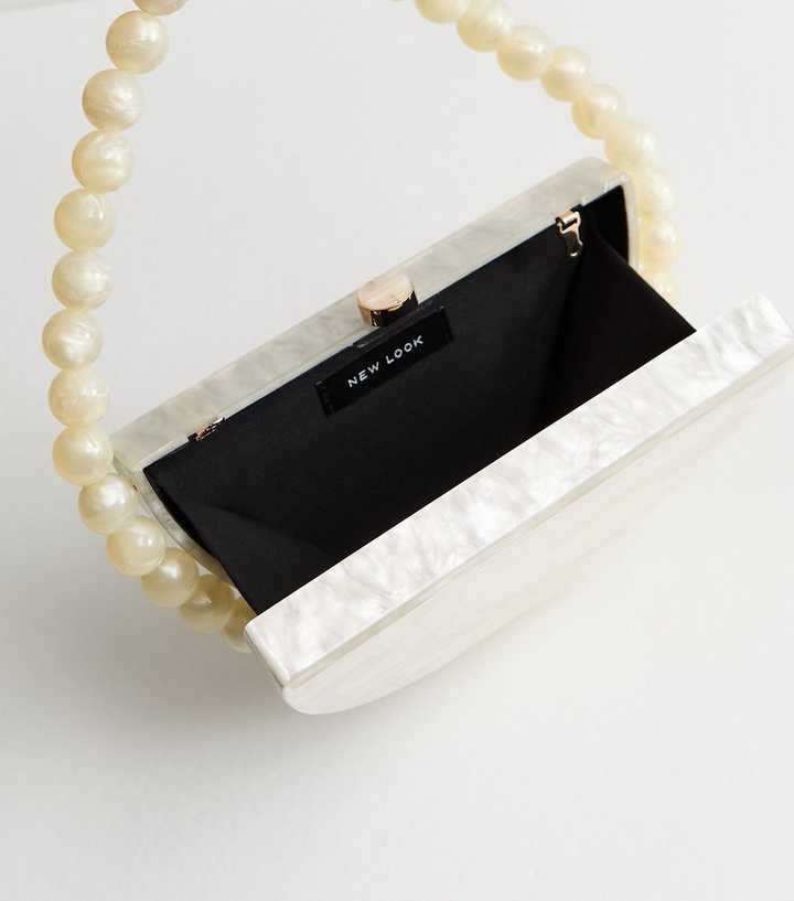 Cream Pearl Effect Box Clutch