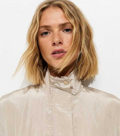 Cream Pocket Detail Bubble Hem Jacket