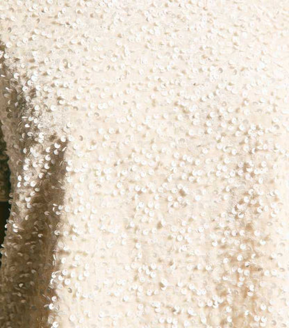 Cream Velvet Sequin Embellished T-Shirt