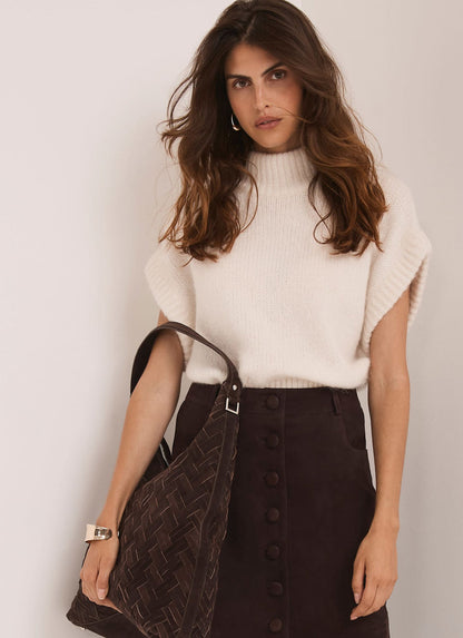 Cream Wool Blend Knit Top