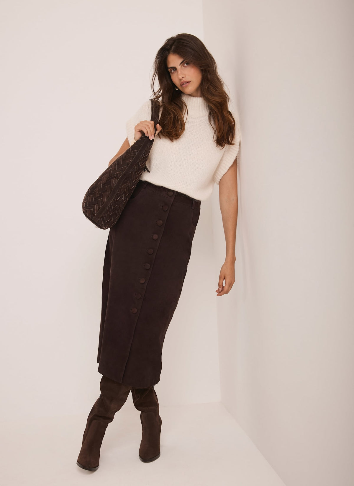 Cream Wool Blend Knit Top