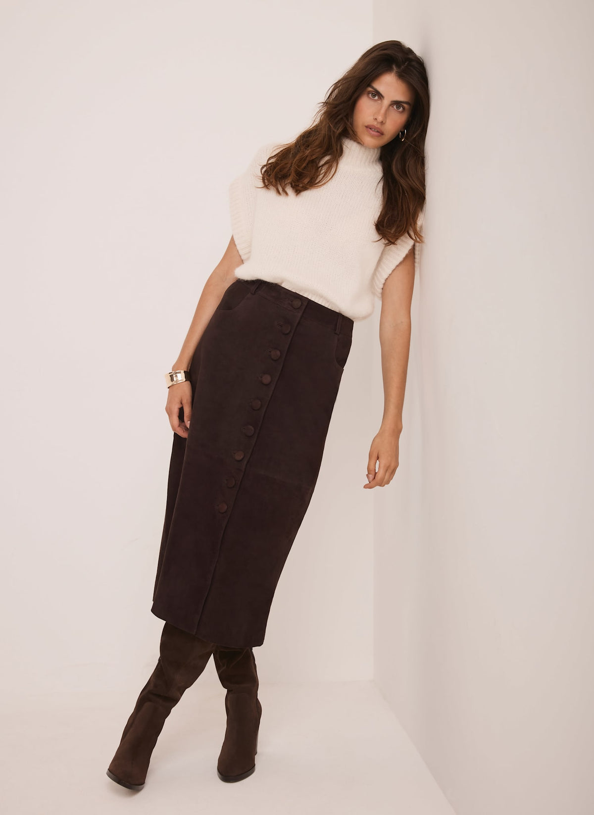 Cream Wool Blend Knit Top