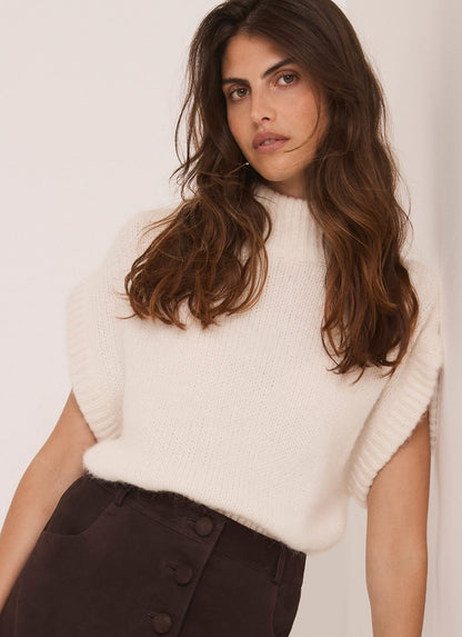 Cream Wool Blend Knit Top