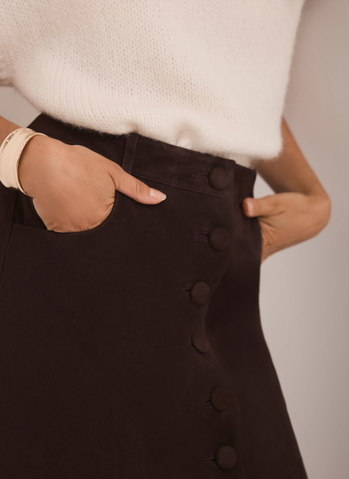 Cream Wool Blend Knit Top