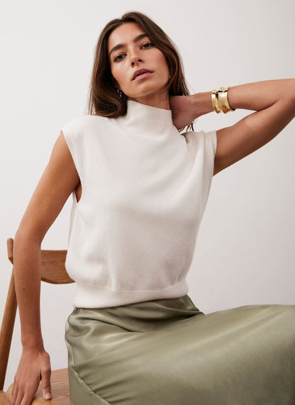 Cream Sleeveless Knit Top