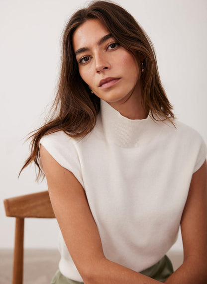 Cream Sleeveless Knit Top