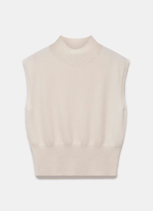 Cream Sleeveless Knit Top