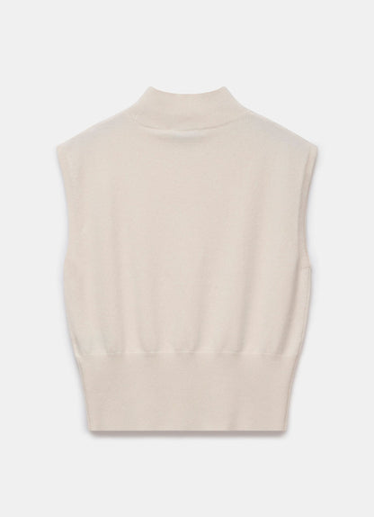 Cream Sleeveless Knit Top