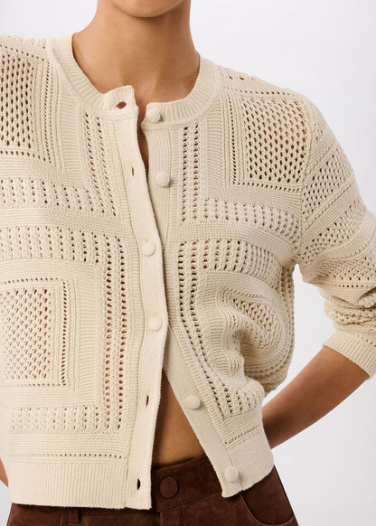 Ivory Crochet Detail Cardigan