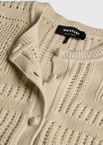 Ivory Crochet Detail Cardigan