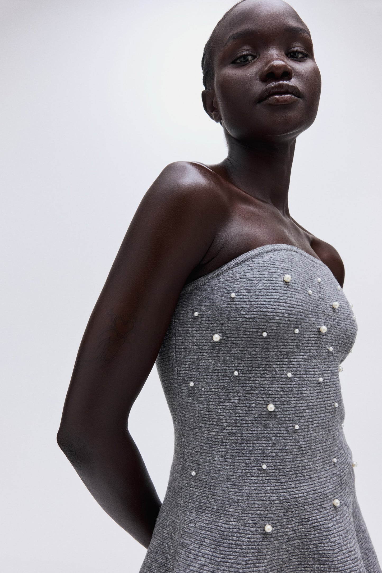 Bead-embellished bandeau top