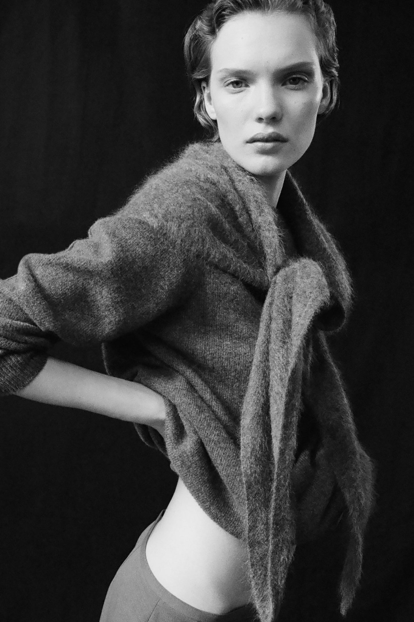 Brushed-Cashmere Triangle Scarf