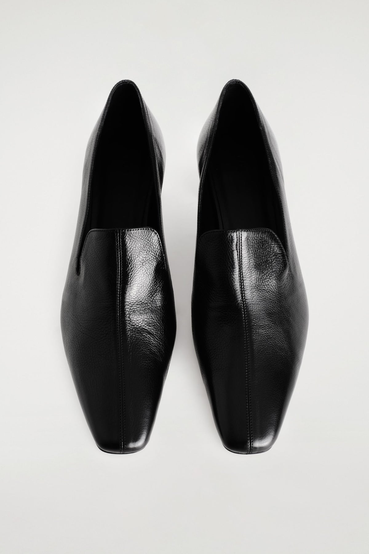 Angular Leather Heeled Loafers