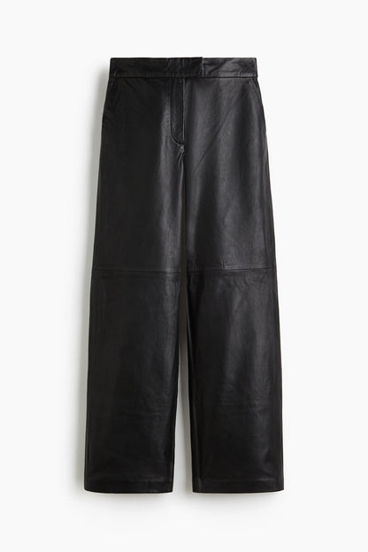 Straight leather trousers