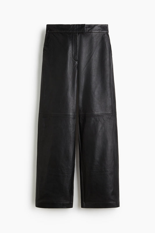 Straight leather trousers