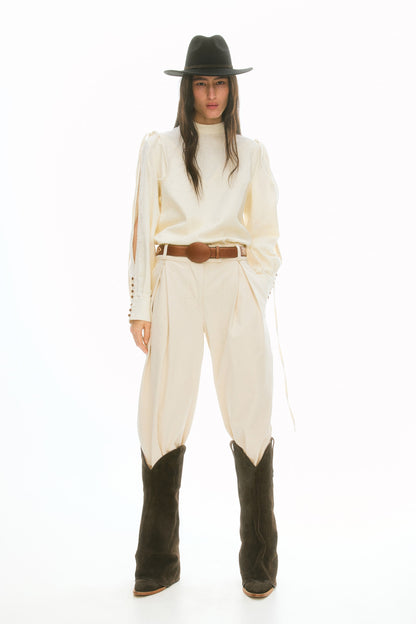 Linen-blend blouse
