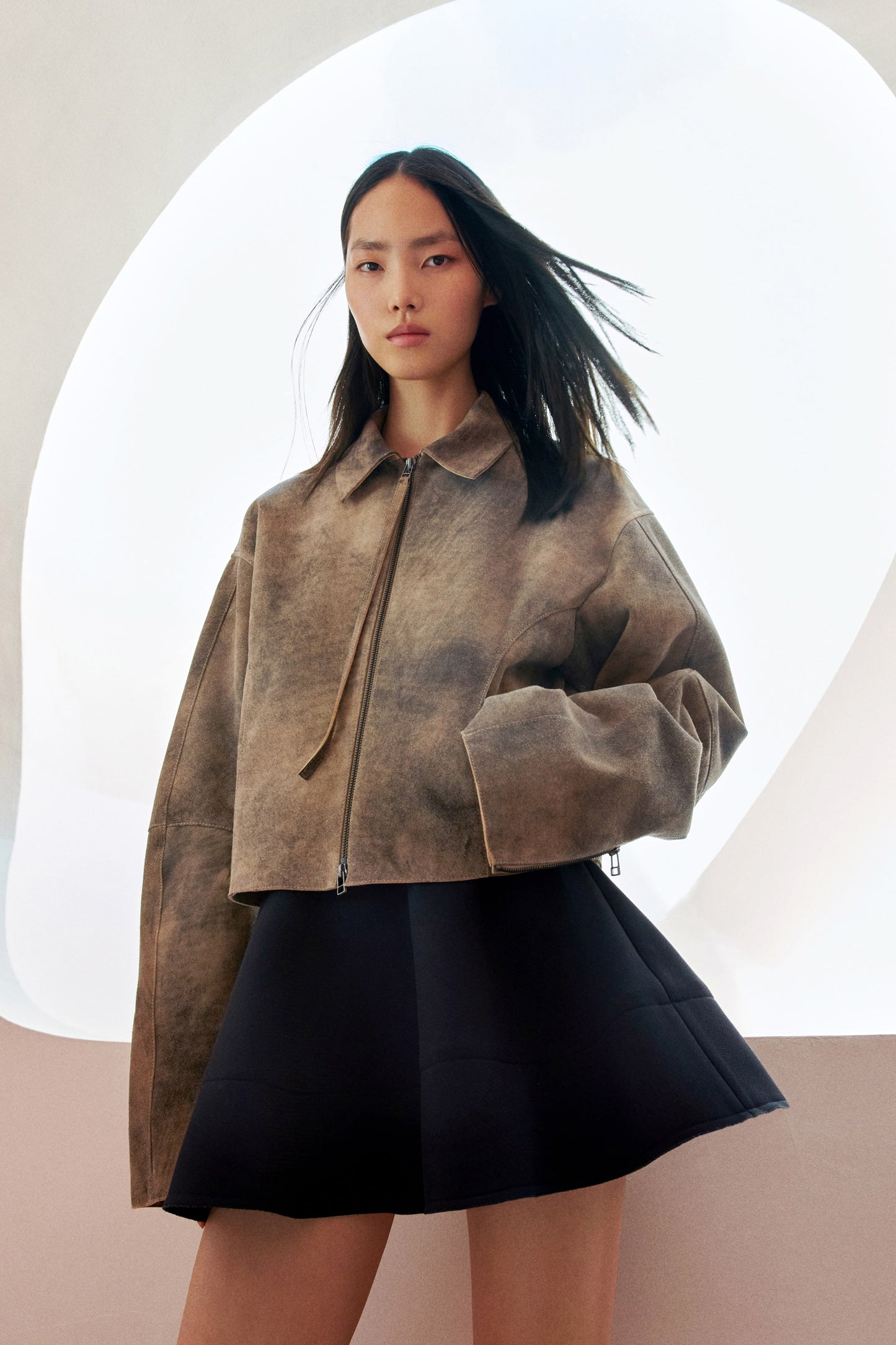 Washed-look suede jacket