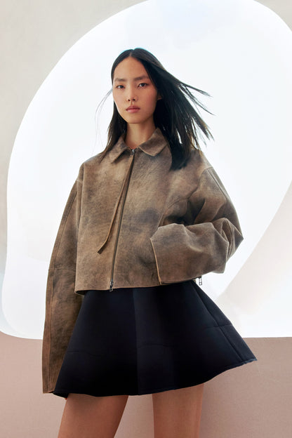 Washed-look suede jacket