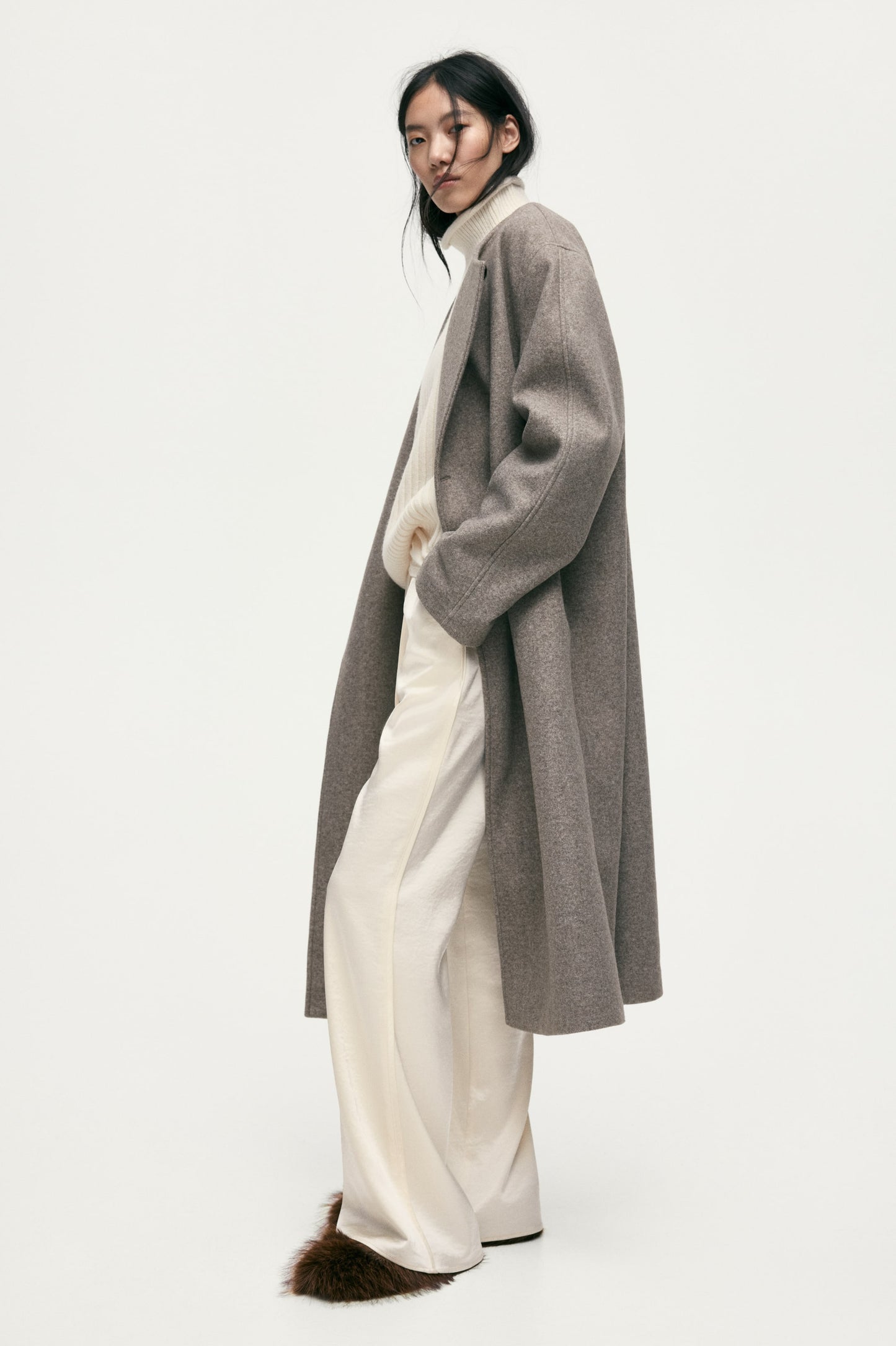 Flared satin trousers