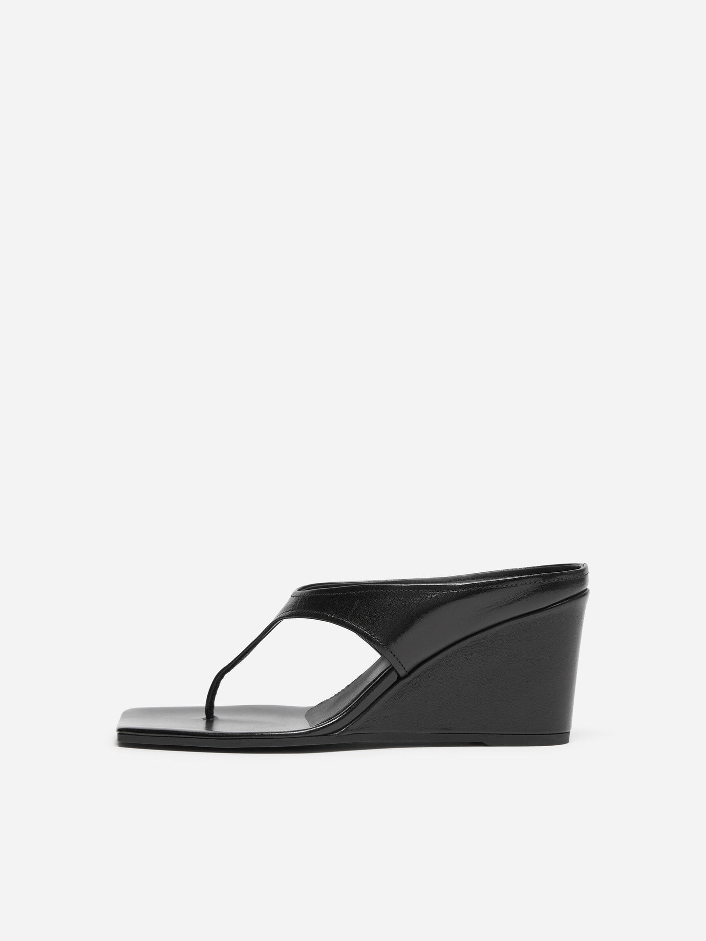 Leather Wedge Flip-Flop Sandals